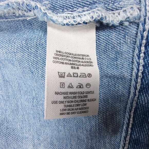 FREE PEOPLE Fitted Cropped Button Down Jean Jacket Western Boho Light Denim XS - Picture 7 of 8